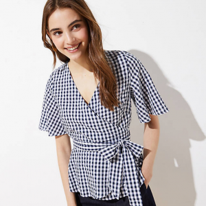 GINGHAM WRAP TOP