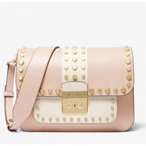 MICHAEL MICHAEL KORS Sloan Editor Studded Two-Tone Leather Shoulder Bag