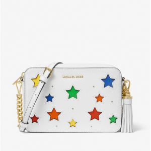 MICHAEL MICHAEL KORS Ginny Medium Star-Cutout Pebbled Leather Crossbody Bag