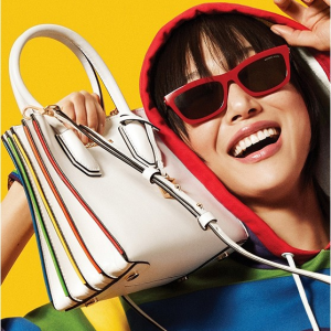 MICHAEL MICHAEL KORS Mercer Medium Rainbow-Trim Leather Accordion Crossbody Bag