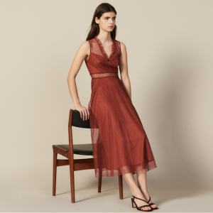 LONG EMBROIDERED TULLE DRESS