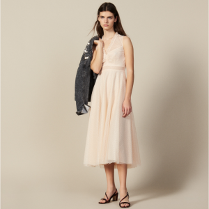 LONG EMBROIDERED TULLE DRESS