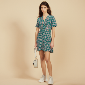 SHORT PRINTED SILK DRESS