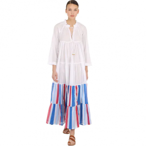 Yvonne S Striped Cotton Maxi Hippy Dress