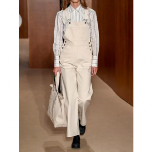 Alexa Chung Wide Leg Cotton Denim Overalls