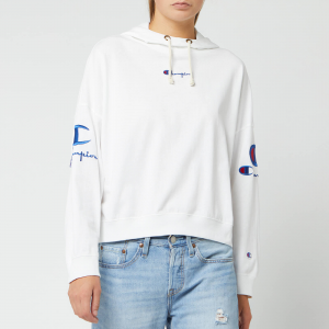 Champion Women\'s Sleeve Logo Hooded Sweatshirt - White