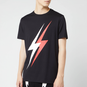 Neil Barrett Men\'s Double Bolt T-Shirt - Black/White/Red