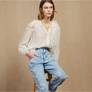 Sandro Paris FLOWING BLOUSE 蕾丝拼接衬衫