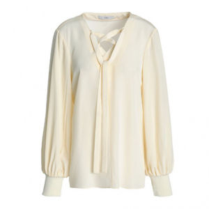 TIBI Lace-up silk crepe de chine blouse