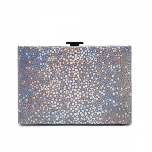HALSTON HERITAGE Metallic stingray-effect faux leather box clutch