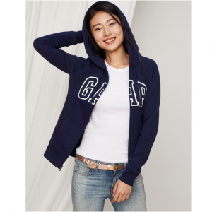 Gap蔡依林同款男女同款情侣装Logo徽标基本款拉链连帽卫衣