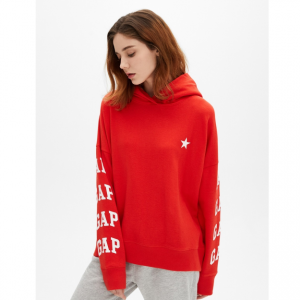 Gap徽标毛圈布套头连帽卫衣