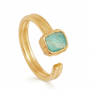 戒指 AMAZONITE GOLD LENA RING 18ct Gold Vermeil