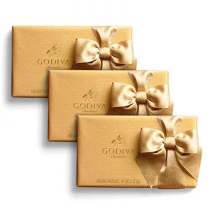 Assorted Chocolate Gold Gift Box, Gold Ribbon, Set of 3, 8 pc. each