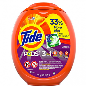 Tide PODS Laundry Detergent Liquid Pacs, Spring Meadow Scent, HE Compatible, 96 Count@Amazon