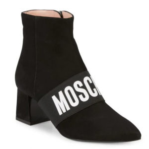 Moschino Logo方根鹿皮短靴