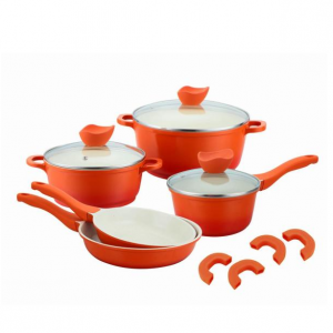 8-Piece Orange Die-Cast Aluminium Cookware Set by CULINARY EDGE