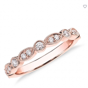 雕花钻石婚戒 14k Rose Gold (1/5 ct. tw.)