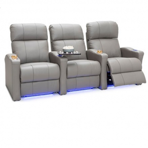 Seatcraft Napa Spacesaver 顶级粒面皮革7000，电动头枕，Power Recline，黑色，棕色或灰色