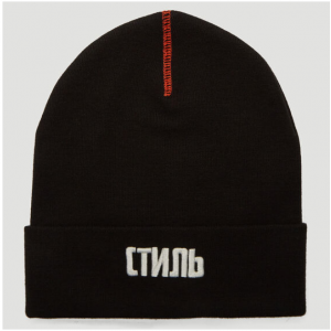 HERON PRESTON СТИЛЬ Knitted Beanie Hat in Black