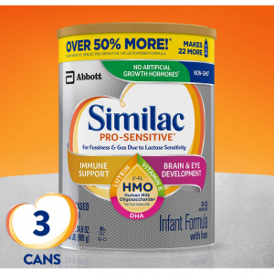 Similac Pro-Sensitive Non-GMO 非转基因敏感型婴儿配方奶粉（0-12月龄）34.9 oz * 3罐装 @Amazon