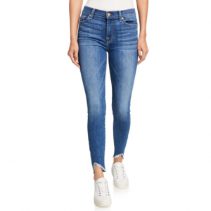 7 For All Mankind Ankle Gwenevere Squiggle-Pocket Jeans with Wave Frayed Hem