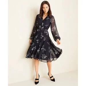Floral Pleated Flare Dress