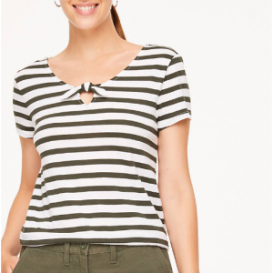 LOFT Outlet Striped V领T恤
