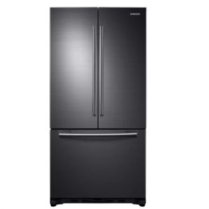 Samsung RF18HFENBSG 17.5立方米33英寸柜台深度法式门冰箱。英尺容量,双冷却,过滤式制冰机,强力冻结,强冷,钢化玻璃架,加仑门箱,环绕气流和LED照明:黑色不锈钢