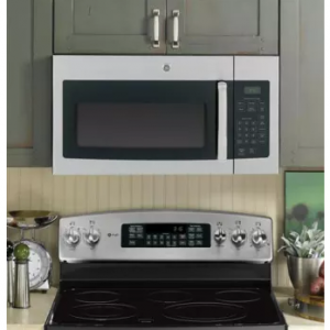 GE JVM3160RFSS 1.6立方米超量程微波炉。英尺容量,300 CFM排气扇,1,000烹饪瓦,自动和定时除霜以及便捷的烹饪控件:不锈钢