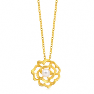 Chow Sang Sang 生生有囍 「花卉篇」999.9黄金玫瑰花吊坠