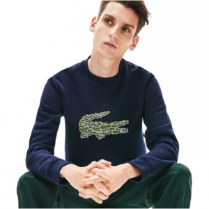Lacoste Men's Crewneck Croco Magic Logo Fleece Sweatshirt