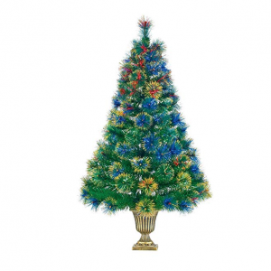 NOMA 4-Foot Pre-lit Fibre Optic Christmas Tree | Color-Changing Lights | Gold Potted