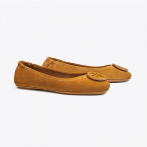 MINNIE TRAVEL BALLET FLAT, SUEDE LOGO