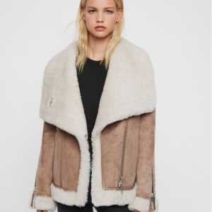 Allsaints HARLOW SHEARLING 羊羔绒皮夹克