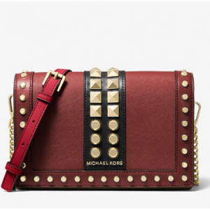 Jet Set Large Studded Saffiano Leather Crossbody Bag
