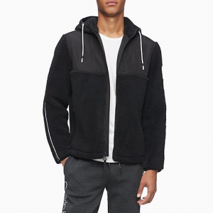 Calvin Klein Sherpa Stripe Full Zip Hooded Jacket