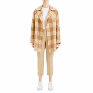 Theory Wool Buffalo Plaid Open Coat