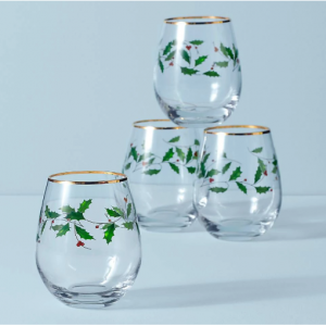 Lenox Holiday™ 4-piece Stemless Wine Glasses