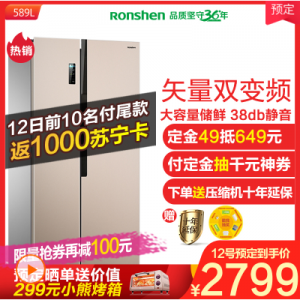 容声（Ronshen）BCD-589WD11HP 589升 对开门冰箱 矢量双变频 大容量冰箱风冷无霜电冰箱 （钛空金）