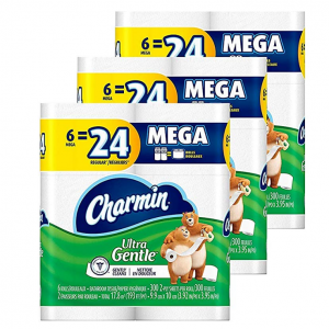 Charmin Ultra Gentle Toilet Paper, 18 Mega Rolls = 72 Regular Rolls @ Amazon