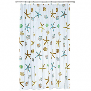 Blu-Pier Decorative PEVA Mildew Free Water Repellant Shower Curtain 72x72 Comes With 12 Hooks