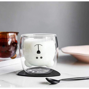 MUCHENGGIFT Cute Mugs Bear Tea Cup Milk Couple Glass Mugs Funny Valentine's Day Gifts@Amazon