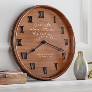 Grow Old with Me Wine Barrel Clock
