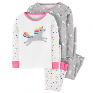 女幼童独角兽图案纯棉睡衣4件套