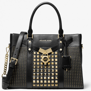 MICHAEL MICHAEL KORS Nouveau Hamilton Large Studded Pebbled Leather Satchel