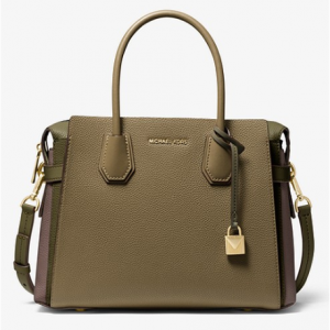 MICHAEL MICHAEL KORS Mercer Medium Tri-Color Pebbled Leather Belted Satchel