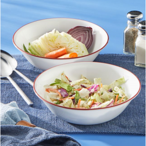 Corelle® Radiant 红色带状1夸脱食用碗，2件装
