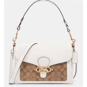 Coach Jade Messenger With Signature Canvas Detail