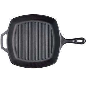 Lodge 10.5 Inch Square Cast Iron Grill Pan. Pre-seasoned Grill Pan